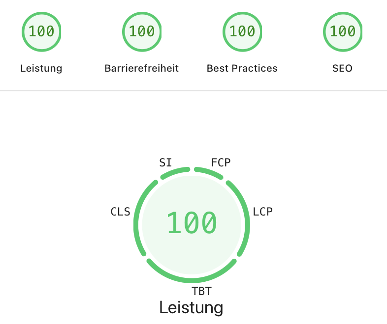 PageSpeed Insights Testergebnisse: Screenshot der Performance-Analyse für sinarampe.de mit detaillierten Metriken zu Ladezeit, Performance-Score und Optimierungsvorschlägen